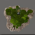 Natural Moss Decorative Wall Lamp With Rock Base And Light Bulb