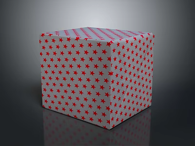 Stylish Cube Shaped Furniture With Red Star Pattern On White Surface Design 3d model