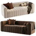 Modern multi-person sofa with armrest in-line pillow towel 3d model