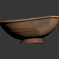 Handmade Orange Ceramic Bowl Sculpture With Brown Patch Artistic Details