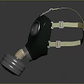 Green Protective Gas Mask With Yellow Straps And Metallic Filter Design 3d model