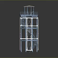 Blue And White Tower Like Structure Model With Spiral Staircase And Platforms
