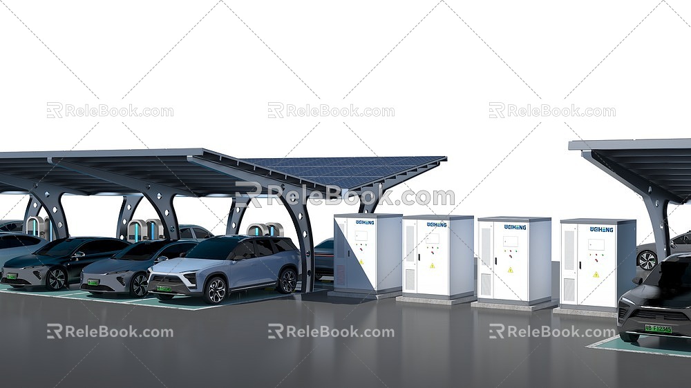 Car parking shed outdoor energy storage cabinet solar photovoltaic storage and charging integrated 3d model