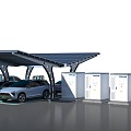 Car parking shed outdoor energy storage cabinet solar photovoltaic storage and charging integrated 3d model