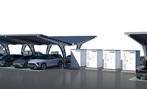 Car parking shed outdoor energy storage cabinet solar photovoltaic storage and charging integrated 3d model