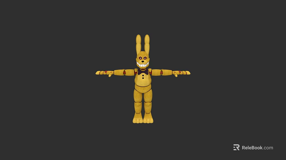 Yellow Rabbit Character With Extended Arms And Scary Grin Design 3d model 