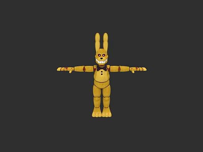 Yellow Rabbit Character With Extended Arms And Scary Grin Design 3d model