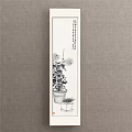 Traditional Plant Painting with Potted Chrysanthemums Small Potted Plant Gray Background and Calligraphy Inscriptions