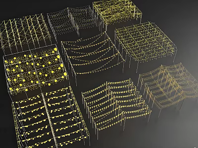 Different Decorative Outdoor Lights With Grid And Wave Shaped Designs For Garden 3d model
