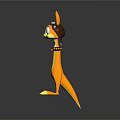 3D Cartoon Game Character With Yellow Body Long Ears Pilot Hat And Goggles