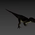 Realistic Striped Dinosaur 3D Model With Red Head And Sharp Teeth