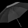 Black Straight Handle Umbrella With Metal Frame And Waterproof Fabric