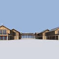 Traditional Modern Commercial Street Architecture With Wooden Roof And Spacious Plaza