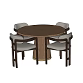 Modern Round Wooden Dining Table With Upholstered Chairs For Dining Room