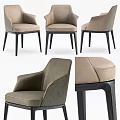 Modern Upholstered Accent Chair in Beige and Gray with Sleek Design and Dark Wooden Legs