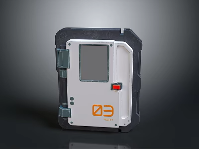 Gate Access Control Device White Black Panel Transparent Window Orange 03 EXIT Sign Red Button 3d model
