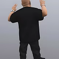 Game Movie Character Wearing Black T-shirt Cross Necklace Bracelet And Black Pants
