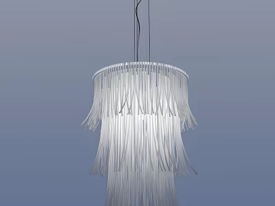 Modern White Chandelier With Fringe Tassel Design And Hanging Structure Details 3d model