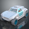 Off Road Concept Vehicle With White Body Blue Wheels And Transparent Windows