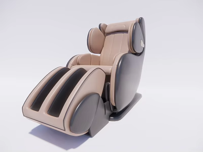 Beige And Black Modern Massage Chair With Comfortable Backrest And Footrest 3d model