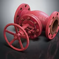Red Cast Iron Industrial Valve With Manual Handwheel And Flange Ends