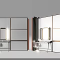 Modern Sleek Dressing Table With Mirror And White Chair In Minimalist Design