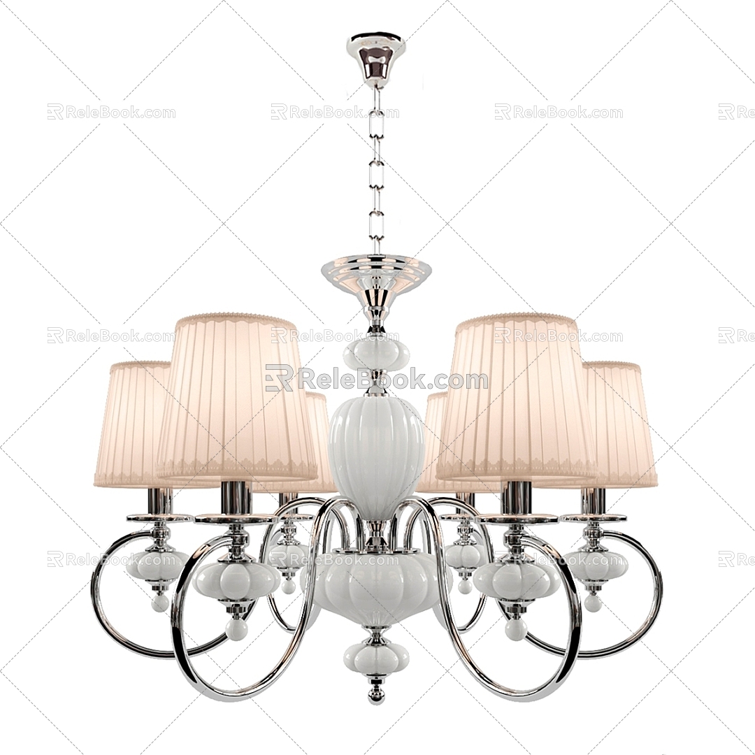 French Style Chandelier Light Luxury Crystal Cream Style Vintage Living Room Dining Room Lamp American Style Rear Creative Master Bedroom Lamp 3d model