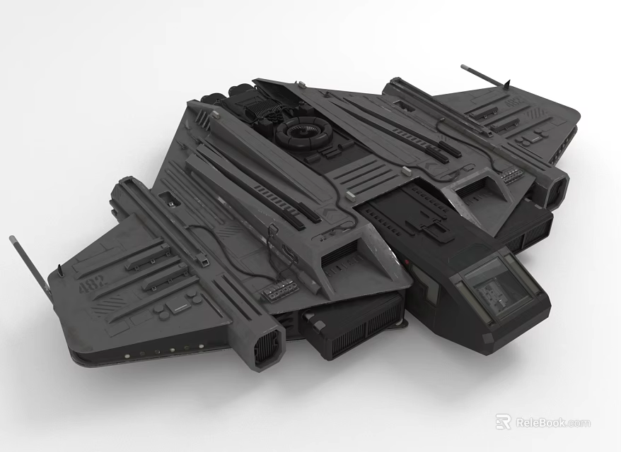 Futuristic Sci Fi Mechanical Vehicle Featuring Dark Gray Detailed Structure And Complex Components 3d model