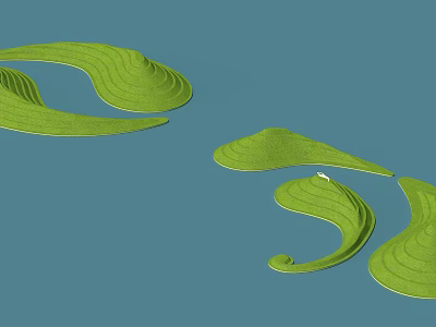 Scenic Park Landscape With Green Wavy Grassy Landforms And Curved Terrain 3d model