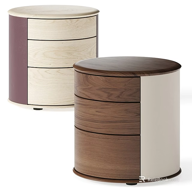Modern Two Tone Bedside Tables With Wooden Drawers And Contrasting Color Panels 3d model 