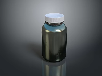 Dark Shiny Bottle With White Cap And Smooth Surface On Dark Background 3d model