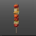Fresh Apple And Cheese Cubes Skewered On Bamboo Stick As Tasty Food