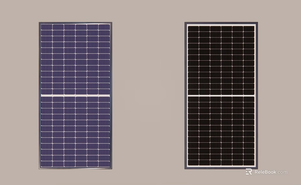 Different Types of Solar Panels for Detached Villa with Blue and Black Options 3d model 