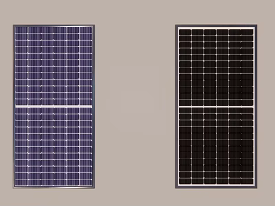 Different Types of Solar Panels for Detached Villa with Blue and Black Options 3d model