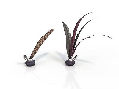Feather Shaped Home Living Accessories With Round Base And Textured Plumes 3d model