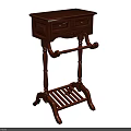 Traditional Wooden Console Table With Two Drawers Hanger And Slatted Shelf