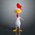 Cute Cartoon Chicken Stuffed Doll With White Body Red Comb And Yellow Beak Feet