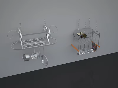 Modern Wall Mounted Bathroom Cabinet Rack With Metal Storage Shelf And Hooks 3d model