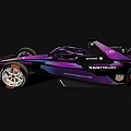 Sleek Purple Black Race Car Design With TAG Heuer PUMA Sponsorship And Aerodynamic Body 3d model