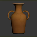 Orange Ceramic Vase with Two Handles and Textured Surface for Home Decor