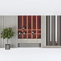 Modern Minimalist Bookcase Interior Design With Layered Shelves Books Decorative Items And Green Plants