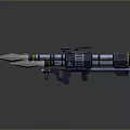 3D Model Rocket Launcher Weapon with Black White Body and Yellow Accents
