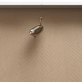 Herringbone Pattern Light Wood Flooring With Golden Swan Decor Accent 3d model