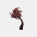 Tall Tree With Brown Trunk And Vibrant Red Foliage On White Background 3d model