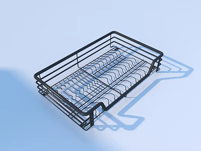 Black Metal Dish Drying Rack Kitchen Utensil With Practical Design For Dishes And Cutlery 3d model