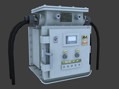 Industrial Control Box With Metal Enclosure Control Panel Buttons Indicators MA Mark And Cables 3d model