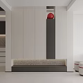 Modern Living Dining Room Interior With Digital Clock Black Decorative Figurine And Bar Stools