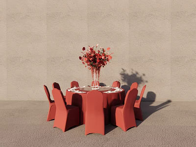 red tall table flower 3d model