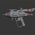 Futuristic Sci Fi Gun With Silver Red Accents And E LZR Wing Design