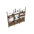 Modern Wooden Display Shelving Unit With Multiple Shelves And Decorative Items 3d model